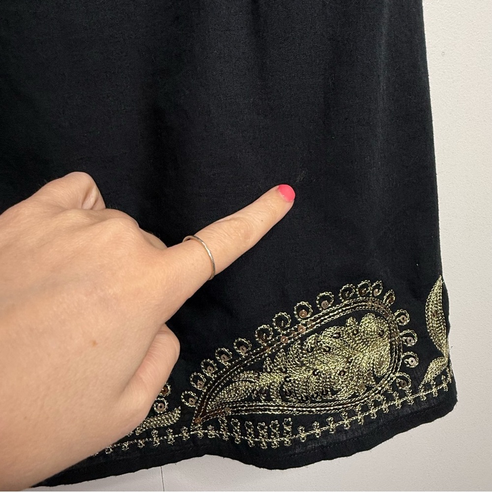 Free People Black Dress with Gold Embroidery and sequins size 2 - Picture 10 of 14